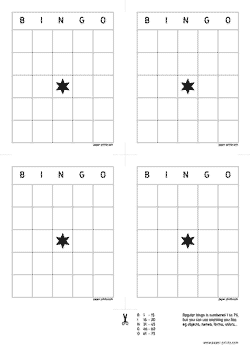 bingo card 4x a4 preview