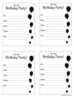 birthday party invitation 4x letter preview