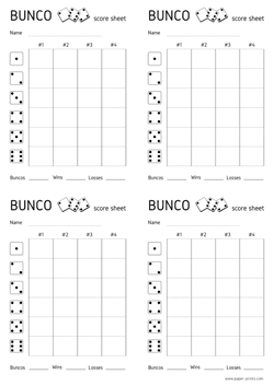 bunco score sheet A4 preview