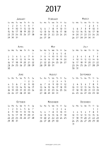 calendar 2017 start sunday A4 preview