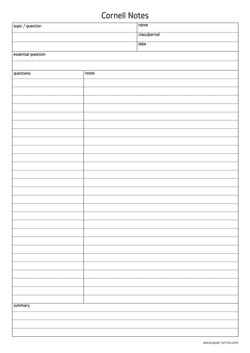 cornell notes A4 preview