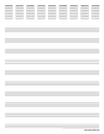 letter staves with guitar chord diagrams preview