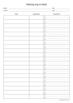 meeting sign-in sheet A4 portrait preview