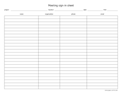 meeting sign-in sheet letter landscape preview