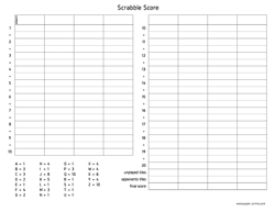 scrabble score sheet letter preview
