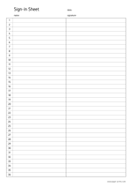 sign-in sheet basic A4 preview