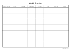 weekly schedule landscape A4 preview